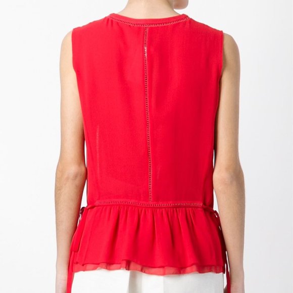 NWT Tory Burch Silk Ruffled Hem Sleeveless Top– Chic Blouse for Any Occasion - Picture 5 of 9